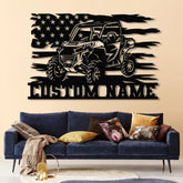 Custom LED UTV Off-Road Name Sign - Personalized Metal Wall Art for UTV Lovers American Flag Decor Perfect Garage or